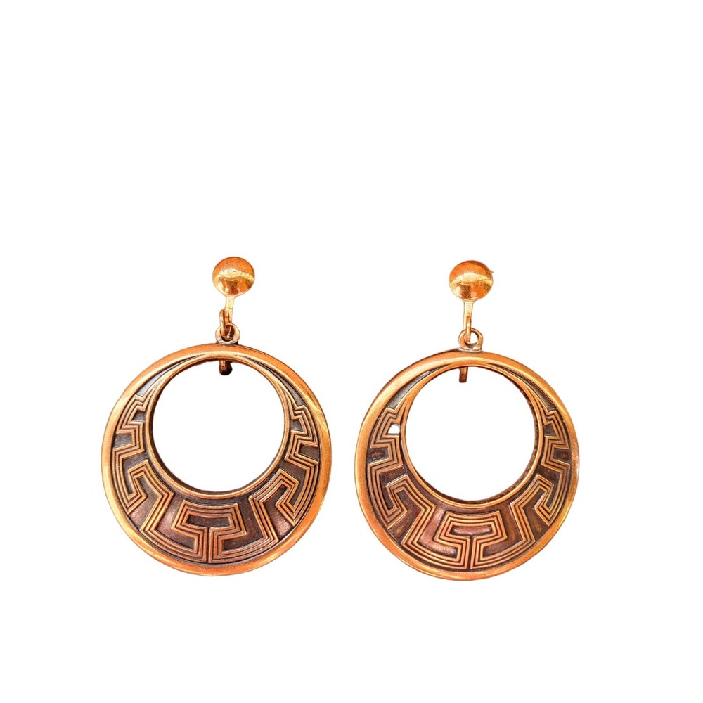 Vintage Copper disc N.American made earrings